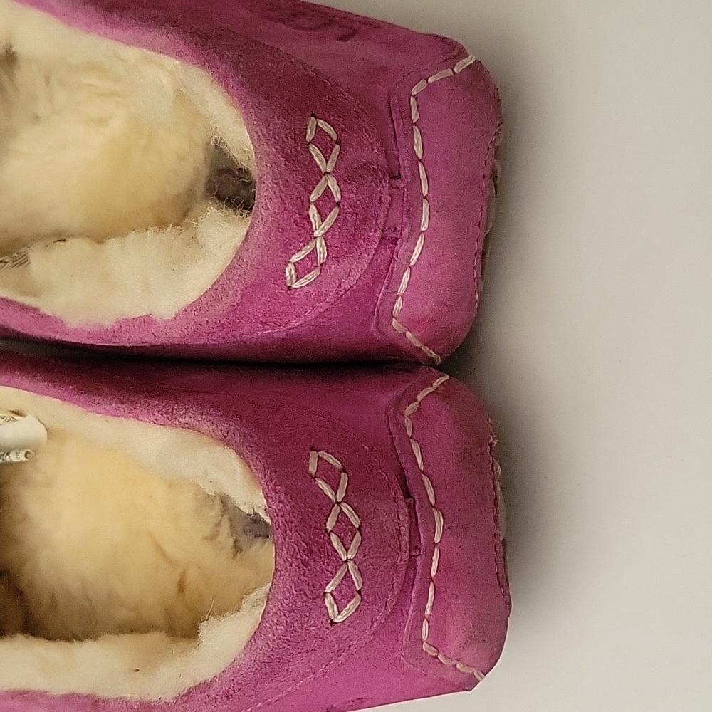 Ugg Australia Slippers Women 7M Ansley Shoes Purple Suede Wool Moccasin Moc Toe - Picture 9 of 12
